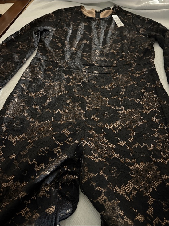 New York & Company Pants - New York & Company Black Lace Jumpsuit with Nude Lining